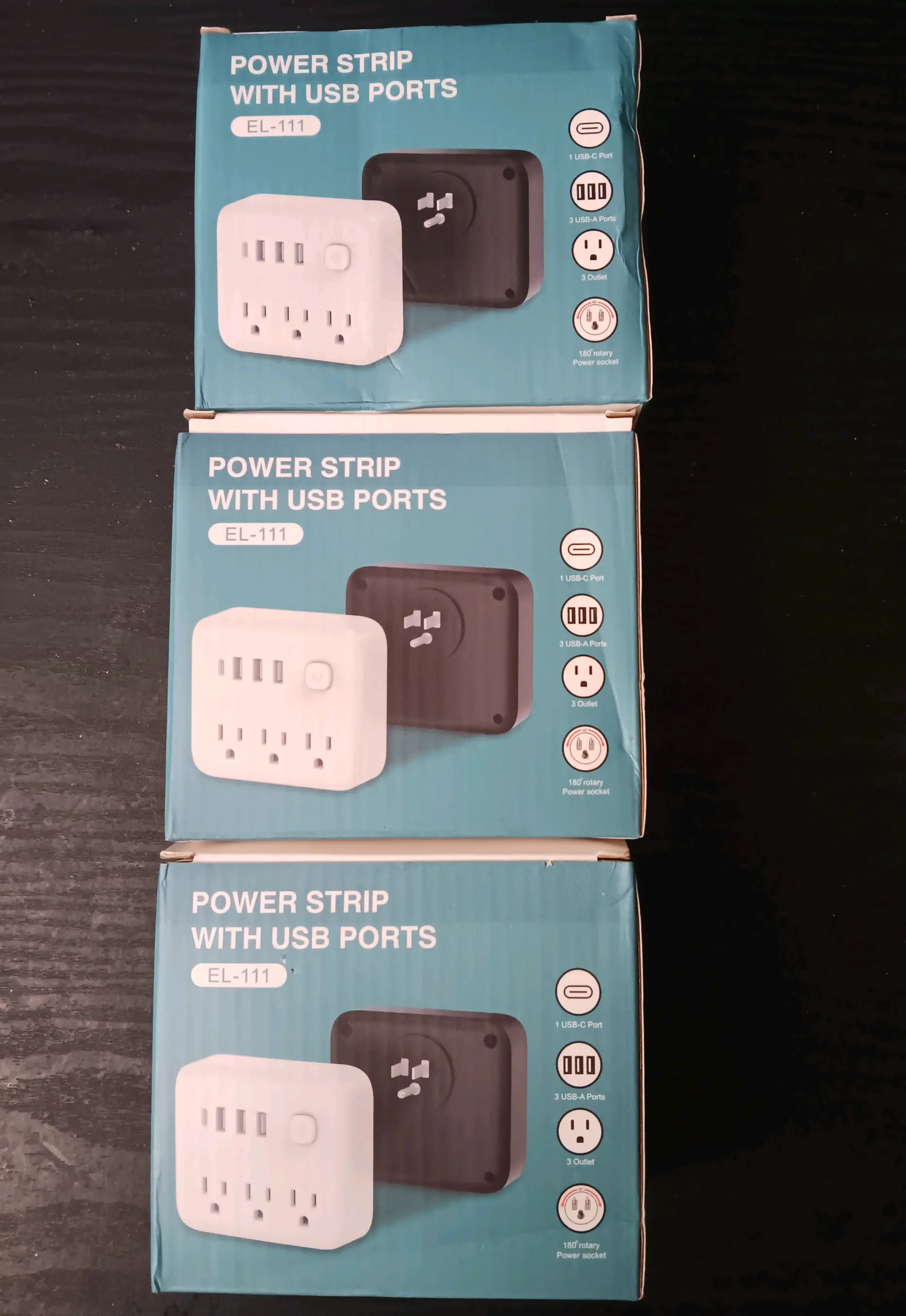 EL-111 POWER WALL STRIP W/USB PORTS (EACH – 3