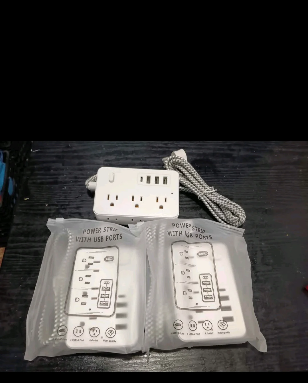 8FT POWER STRIP W/USB PORTS (EACH) – 1