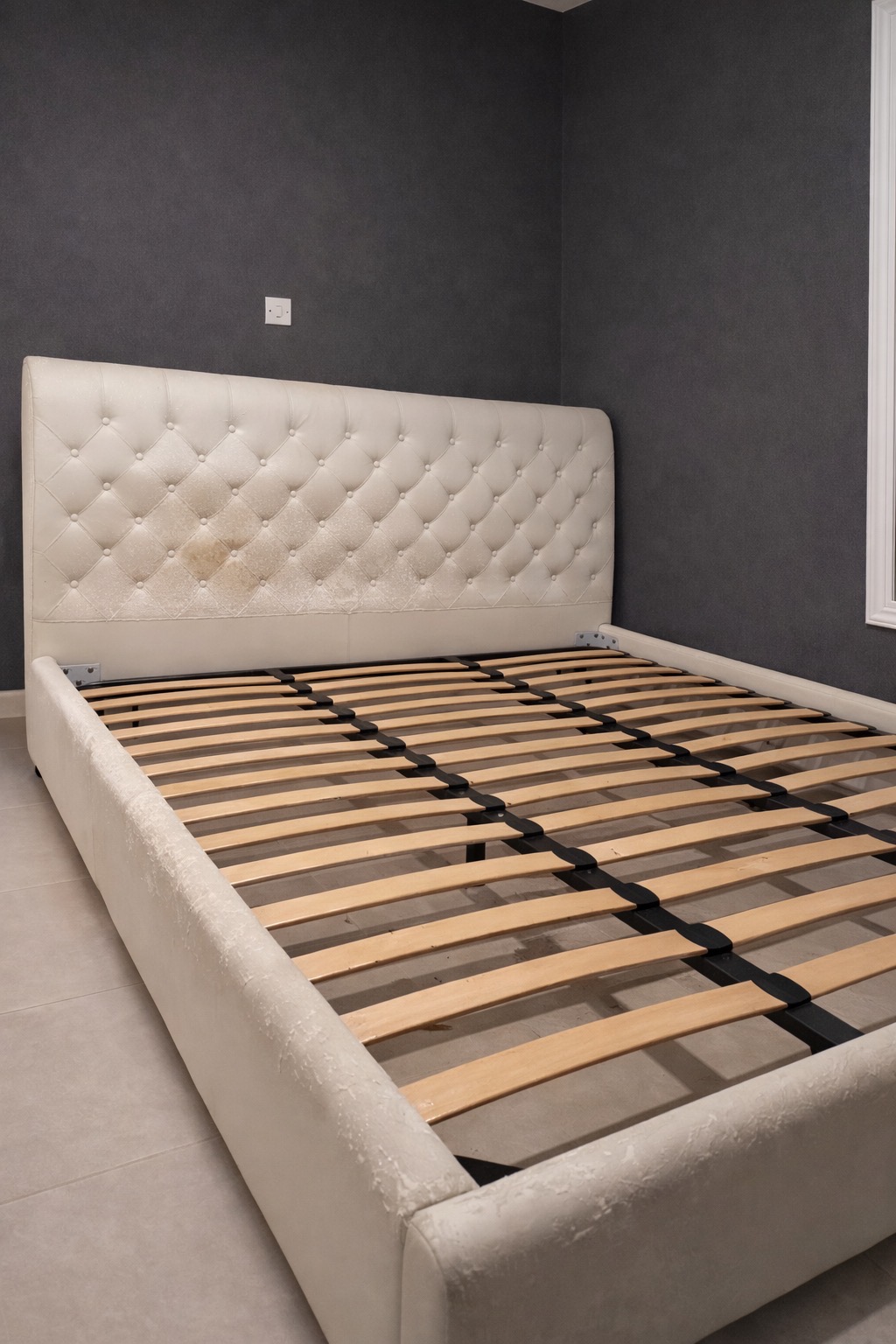King Size Upholstered Bed Frame — Solid Structure, Needs Re-upholstery – 3