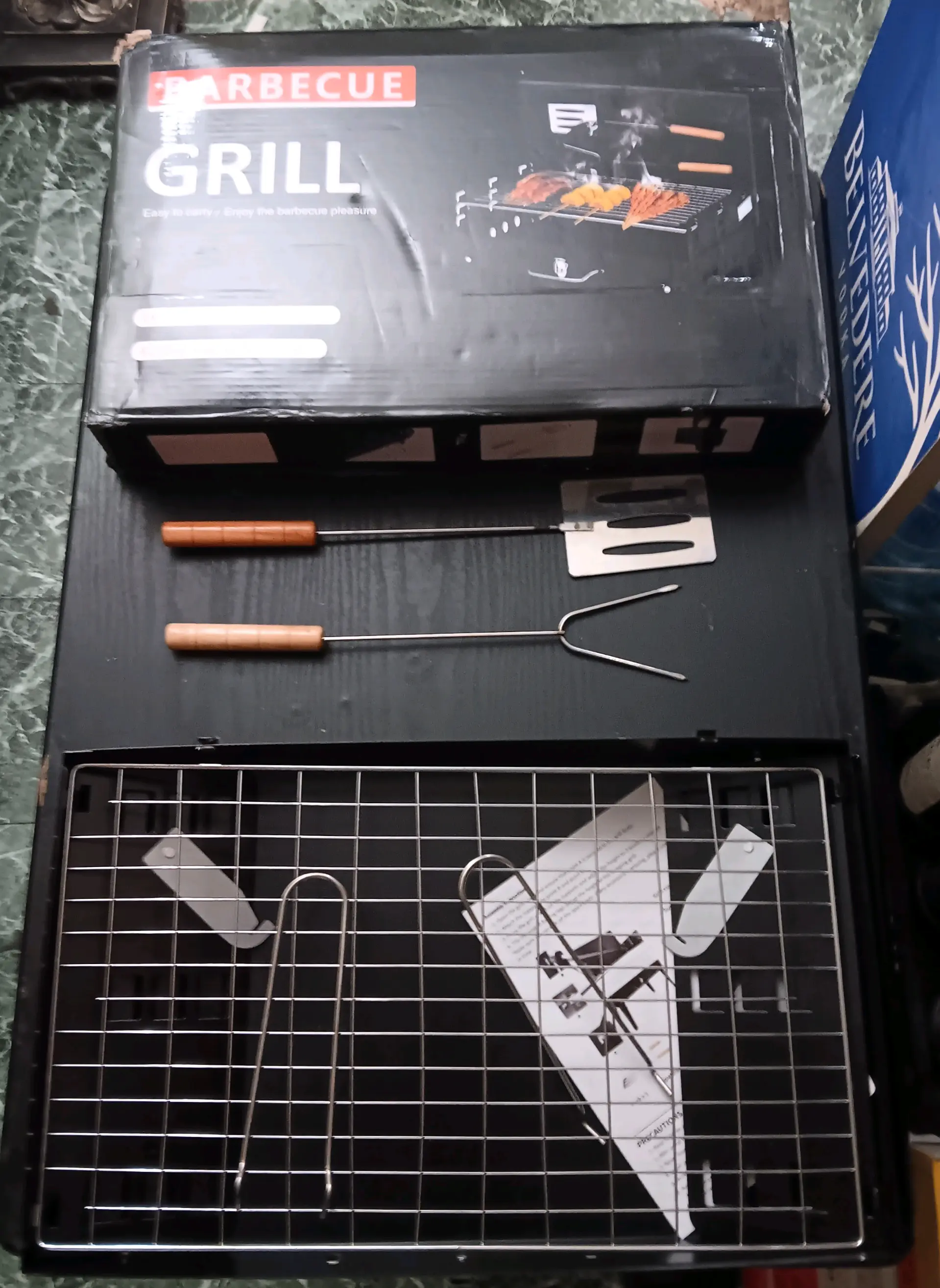 SMALL PORTABLE BABAQUE GRILL W/UTENSILS (EACH)