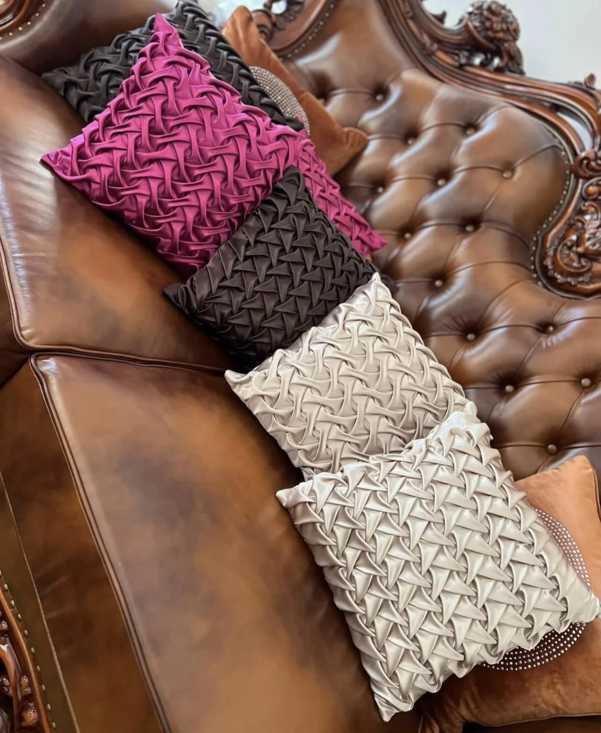 Decorative real Silk throw pillows set of 6